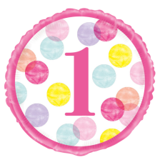 STANDARD PINK DOTS 1ST BIRTHDAY